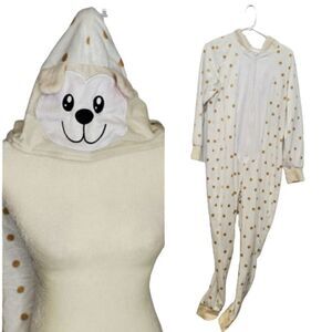 MAYFAIR pajamas one piece‎ hooded polka dot bear unisex L